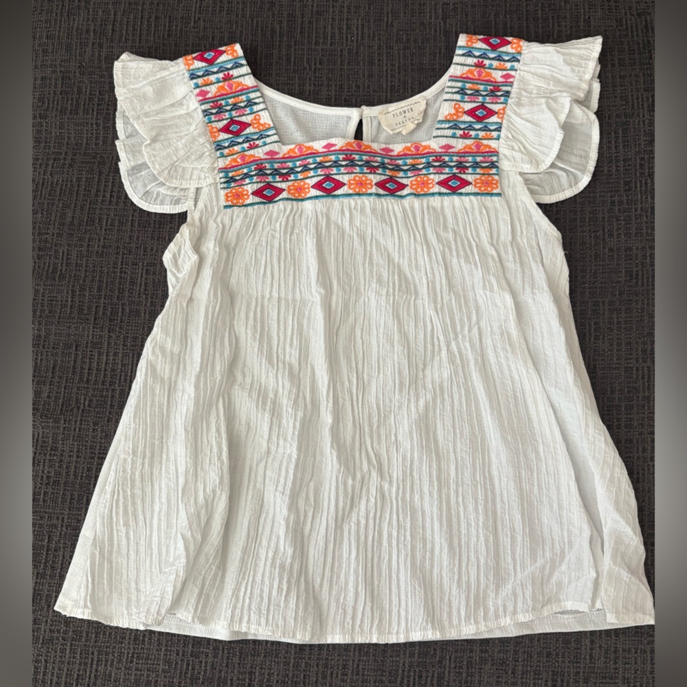 Women’s White Blouse with Colorful Embroidery